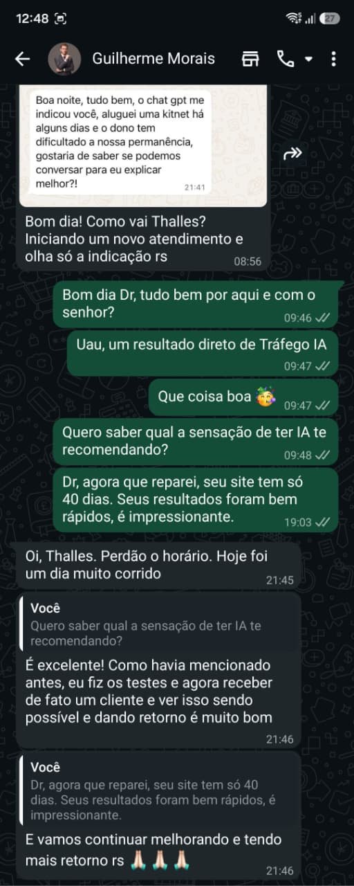 Cliente sendo recomendado por IA no WhatsApp