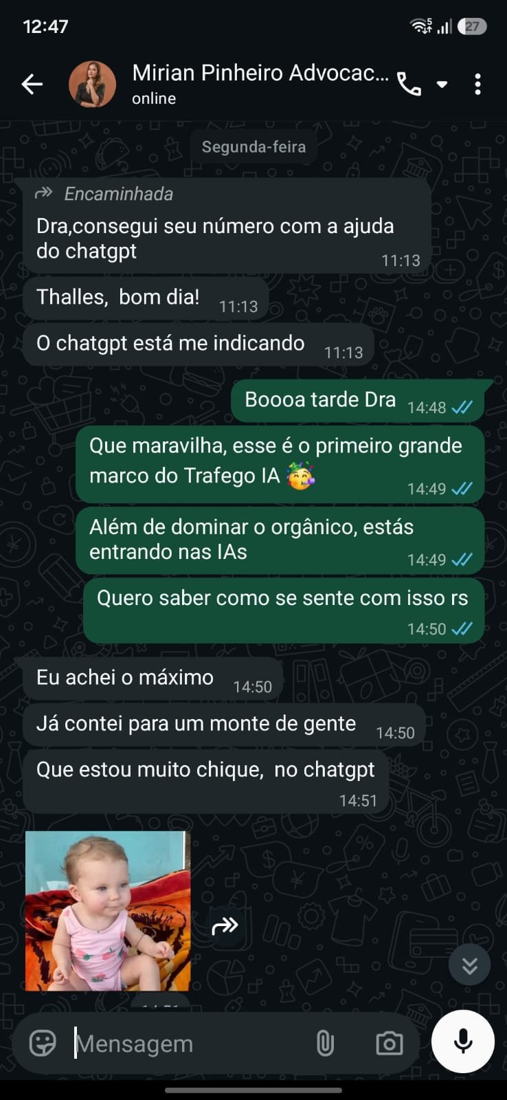 Cliente sendo indicado pelo ChatGPT no WhatsApp